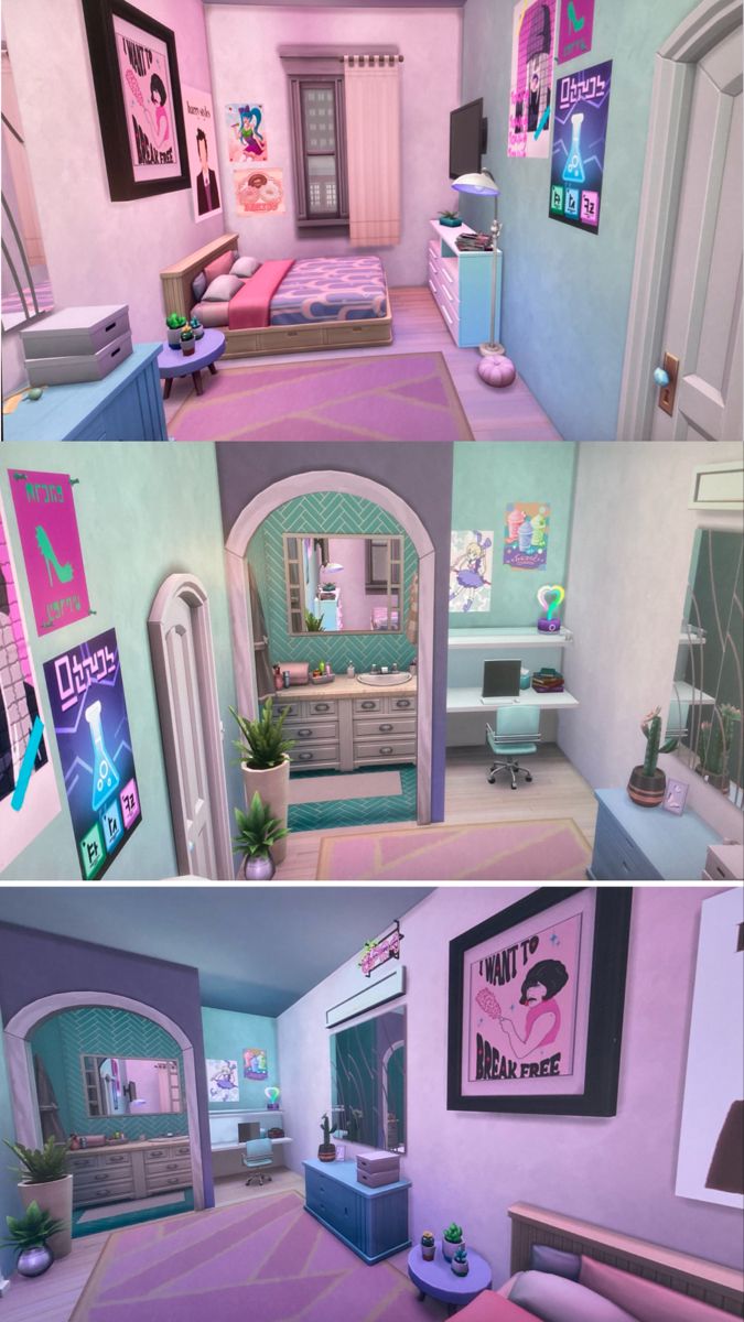 two pictures of the inside of a house with different rooms and furniture in each room