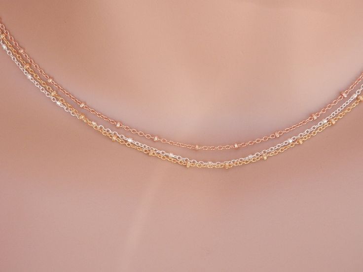 "delicate rose gold necklace layered necklace minimal choker gold dew drops necklace rose gold Satellite Necklace rose gold satellite chain A gold vermeil chain (in rose or yellow gold) with tiny gold vermeil beads. Also available in sterling silver. Elegant for layering with other necklaces and for all occasions! It ll become your favourite necklace! Available also in bracelets. The length of the bracelet is 6.5 inches and it comes with an extender. If you want a specific length, just leave a n Delicate Rose Gold Chain Necklace For Layering, Dainty Rose Gold Chain Necklace For Layering, Dainty Double Strand Chain Necklace, Rose Gold Jewelry With Tiny Beads, Minimalist Rose Gold Double Chain Necklace, Minimalist Rose Gold Necklace With Double Chain, Delicate Layered Necklace With Satellite Chain For Gift, Dainty Layered Necklace With Satellite Chain, Delicate Double Strand Layered Necklace With Satellite Chain