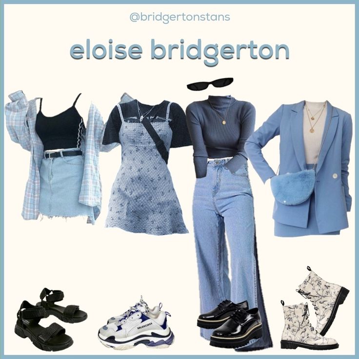 Eloise Bridgerton Inspired Outfits, Bridergton Inspired Outfits, Bridgerton Outfits Inspired, Brigerton Outfit Inspired, Bridgerton Inspired Outfits, Bridgerton Blue, Eloise Bridgerton, Capsule Wardrobe Women, Blue Outfits