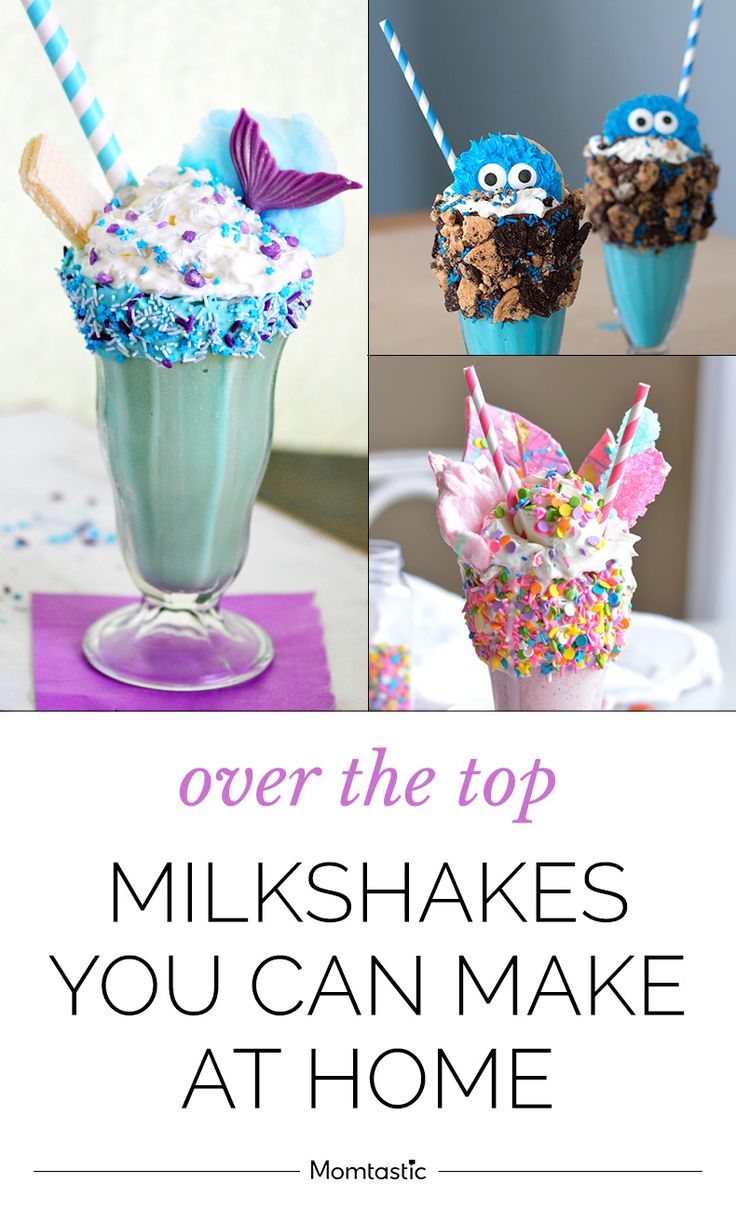 milkshakes with sprinkles in them and the words over the top