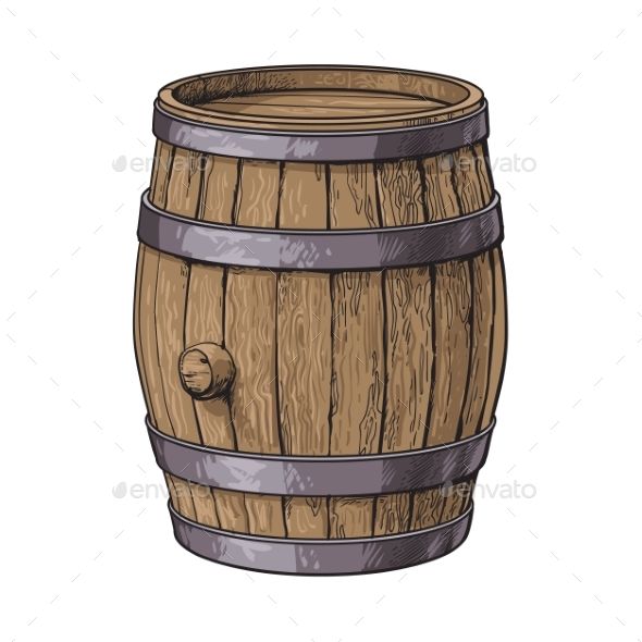 a wooden barrel with metal straps