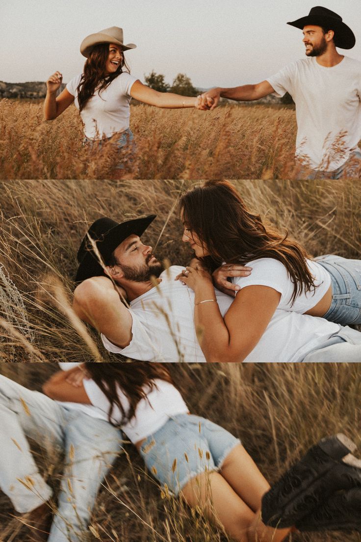 two people are sitting in the tall grass