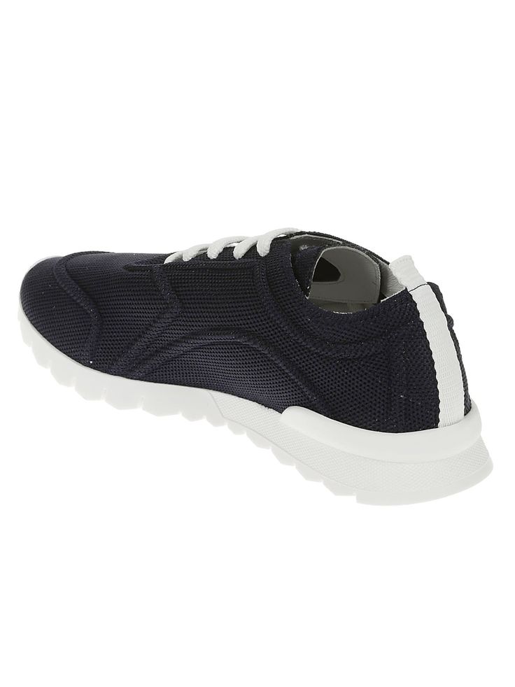 KITON blue sneaker with white details. Cotton blend upper. Front lacing. Rubber sole. Made in ItalyComposition: 90% Co, 10% Ea Navy Custom Sneakers With Contrast Sole, Navy Lace-up Sneakers With Contrast Sole, Navy Lace-up High-top Sneakers, Blue Sneakers With Contrast Sole In Athleisure Style, Navy Sporty Low-top Custom Sneakers, Sporty Blue High-top Sneakers With Textured Sole, Navy Casual Custom Sneakers With Rubber Sole, Navy Lace-up Sneakers With Rubber Sole, Navy Low-top Sneakers With Perforated Toe Box