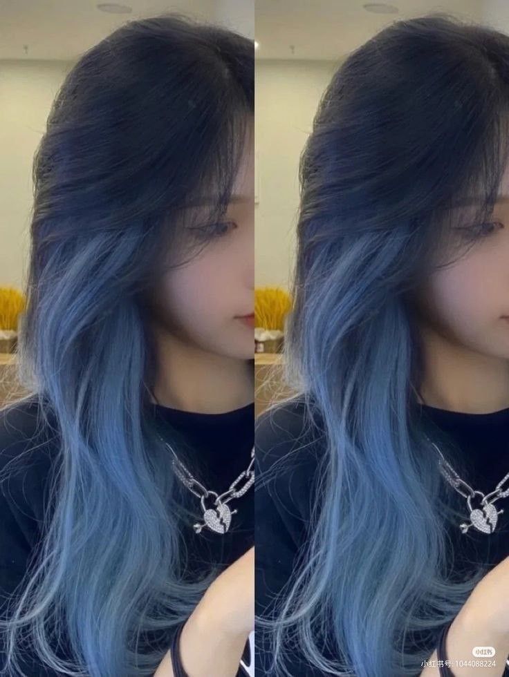 волос Fog Blue Hair, Blue Hair White Highlights, Dark Blue Hair Light Blue Highlights, Light Blue Highlights In Black Hair, Blue Under Hair, Hair Highlights Inspiration, Light Brown Hair With Blue Highlights, Hair Highlights For Women, Ashy Blue Hair