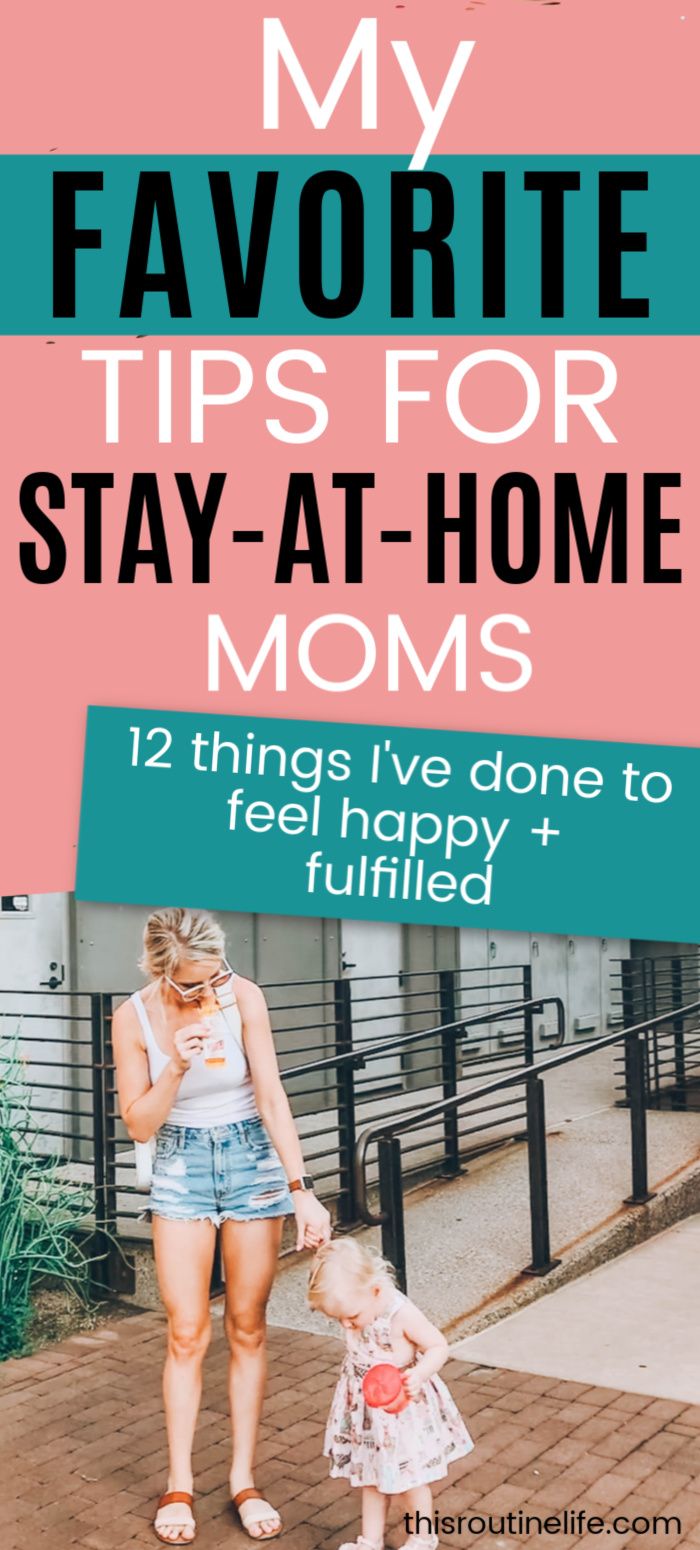 a mom and her daughter walking down the sidewalk with text overlay that reads, my favorite tips for stay - at - home moms