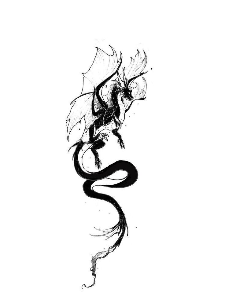 a black and white drawing of a dragon