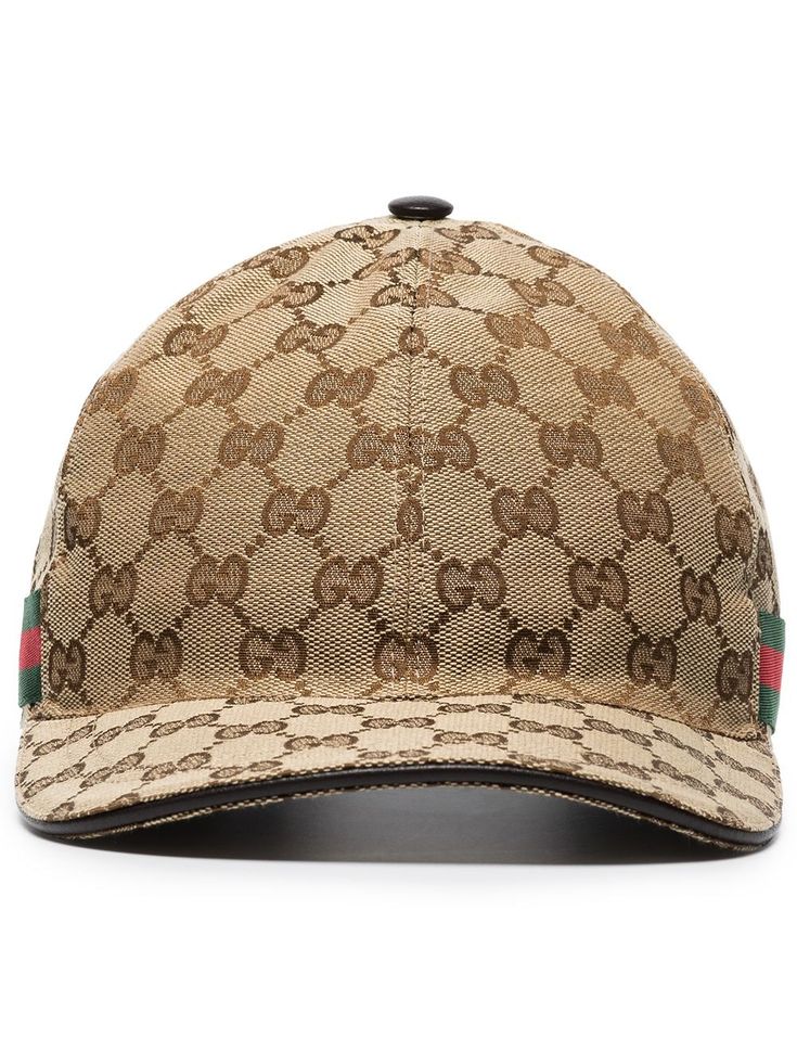 Beige cotton GG Supreme Web baseball cap from GUCCI featuring GG Supreme canvas, signature Web-stripe trim, curved peak and adjustable strap to the rear. Baseball Cap, Adjustable Straps, Trim, Gucci, Baseball, Hats, Canvas