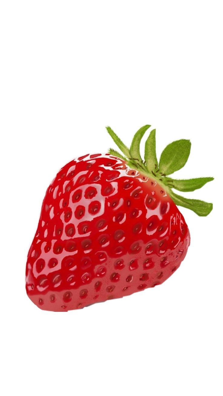 a red strawberry with green leaves on it