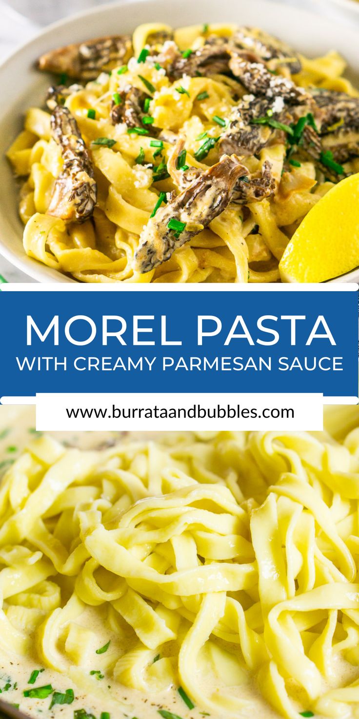 creamy morel mushroom pasta with lemon and parsley