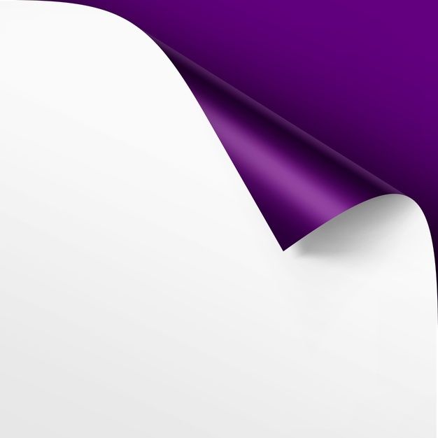 an abstract purple and white background with curved corner paper on the left side, as if it were rolled up or folded in half