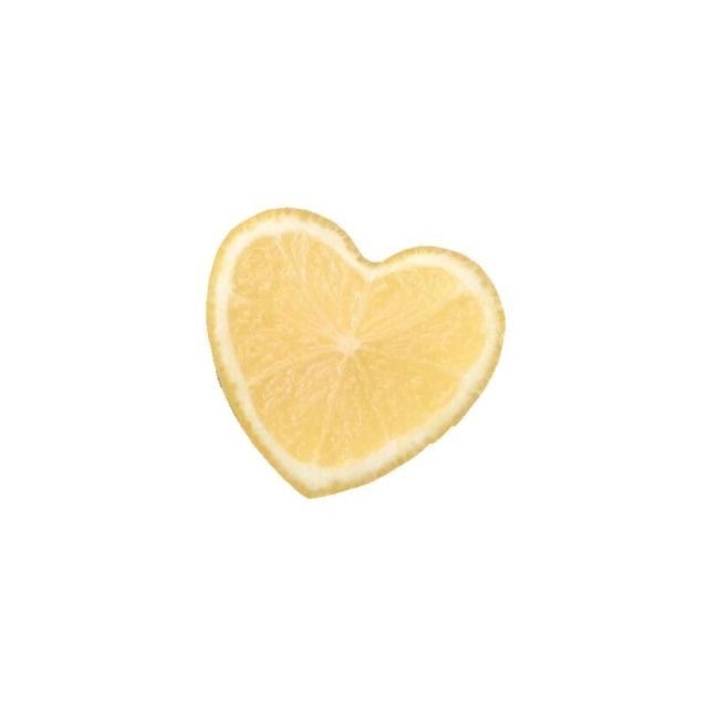 a lemon slice in the shape of a heart