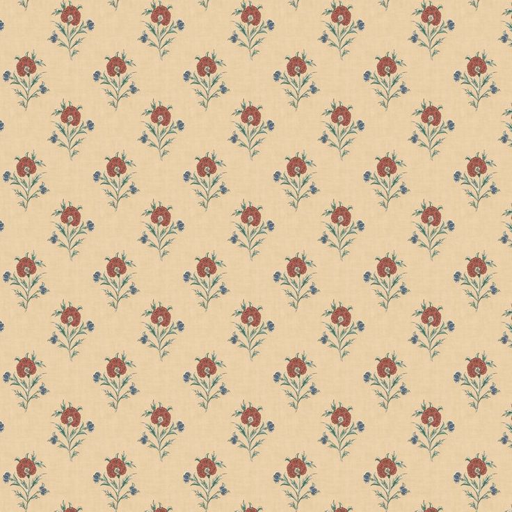 an old fashioned wallpaper with red and blue flowers