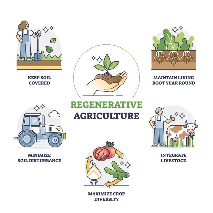 an image of agricultural and farm related items with the words regenerative agriculture written below