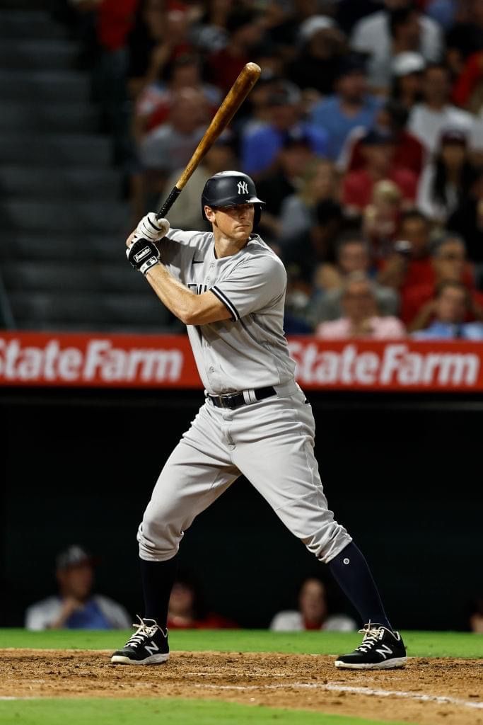 a baseball player holding a bat on top of a field in front of a crowd