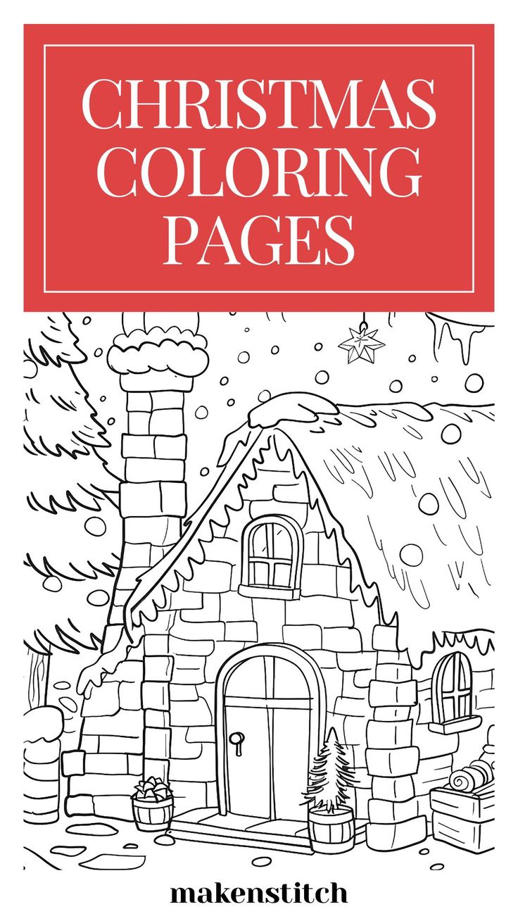 christmas coloring pages for adults and children with the title'christmas coloring pages'in red