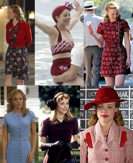 many different pictures of women in dresses and hats on the set of mad about town