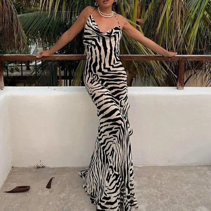 Runs true to size. Material is stretchy. Model is wearing a size small. Zebra Print Maxi Dress, Miami Trip, Sundress Women, Print Chiffon Maxi Dress, Beach Dress Summer, Split Long Dress, Summer Sundress, Club Party Dresses, Split Maxi Dress