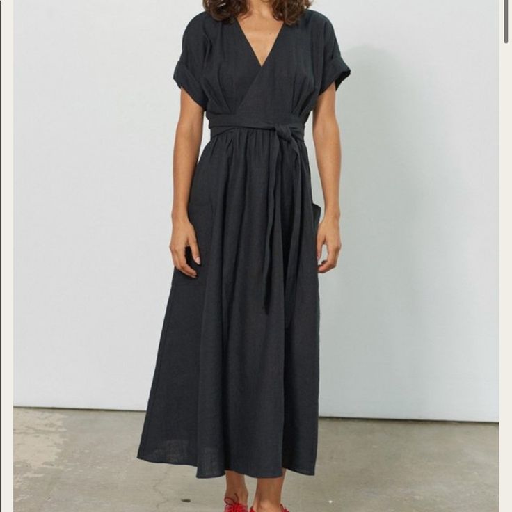 Reposhing This Item I Purchased From @Itsames905. Loved It, But Ready To Rotate For Something New. Questions? Leave A Comment Below! Kimono Style Dress, Minimal Dress, Wrap Dress Black, Mode Kimono, Dresses Australia, Cotton Linen Dresses, Mara Hoffman, Black Wrap Dress, Mode Inspiration