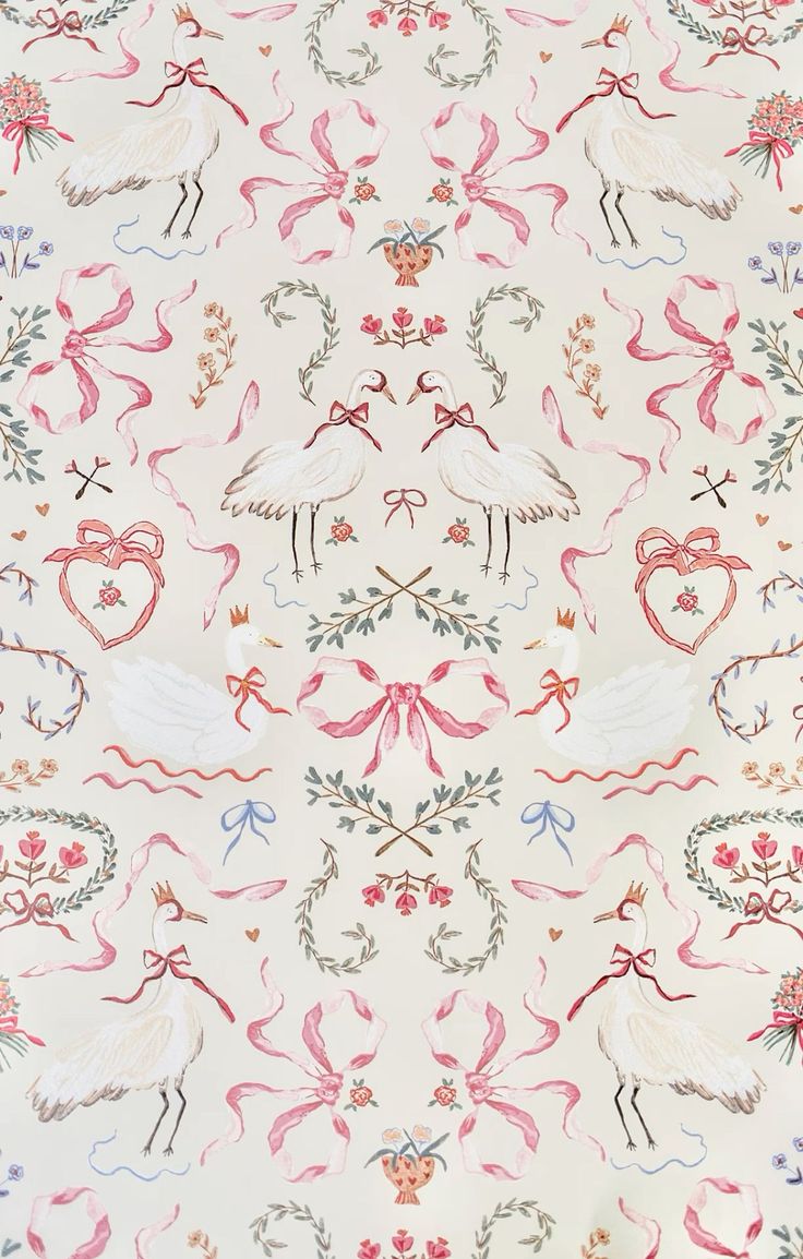 a white fabric with pink and blue designs on it's sides, including flamingos