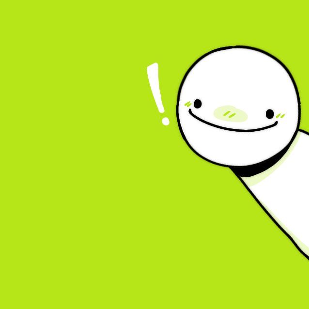 a green background with a cartoon character holding a cell phone up to its ear and smiling