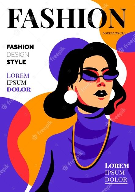 a woman wearing sunglasses on the cover of fashion magazine with an image of a woman in purple