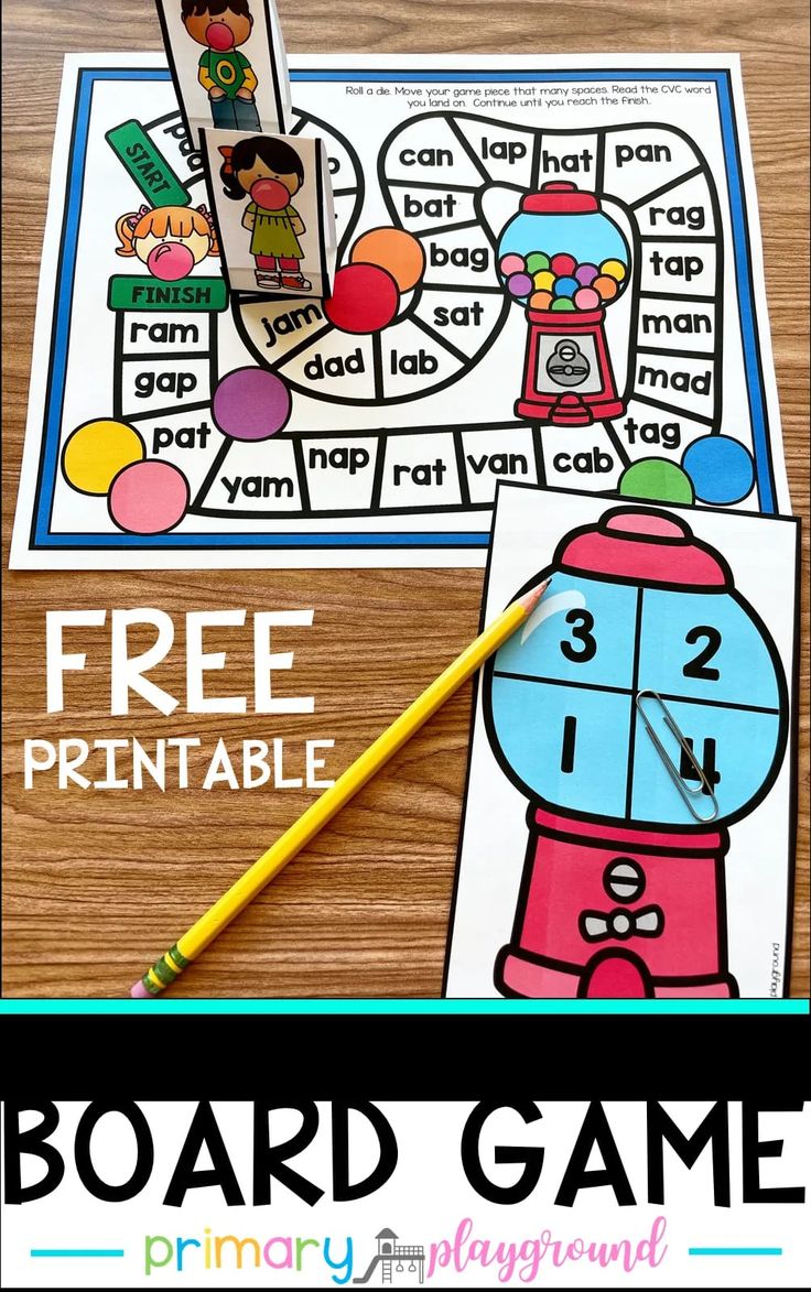 the free printable board game for preschool