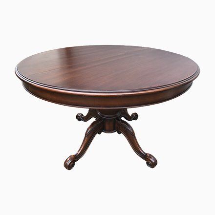 Style: Arts & Crafts
Design Period: before 1890
Country of Manufacture: Italy
Materials: Wood
Color: brown
Dimensions: Width: 163, Depth: 123, Height: 77, Diameter: 123 Round Wood Table, Round Kitchen Table, Extendable Table, Round Kitchen, Extending Table, Art And Craft Design, Wood Color, The 1970s, Round Dining Table