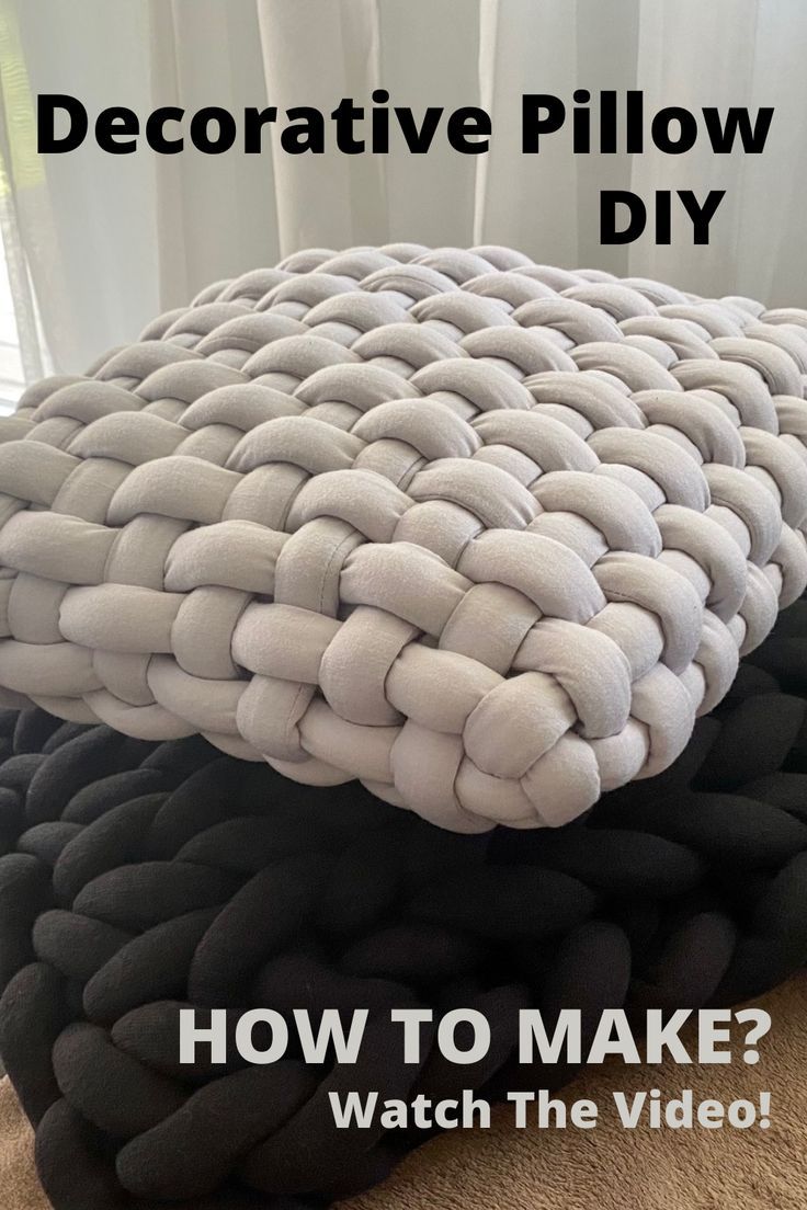 two pillows sitting on top of each other with the words decorative pillow diy how to make? watch the video