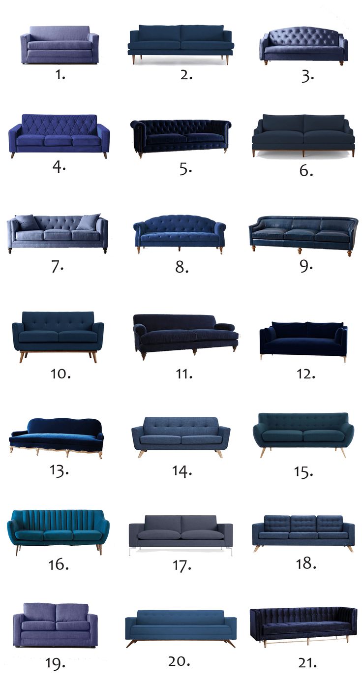 the different types of couches are shown