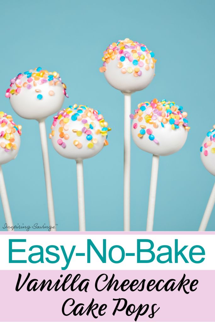 easy no - bake vanilla cheesecake cake pops with sprinkles