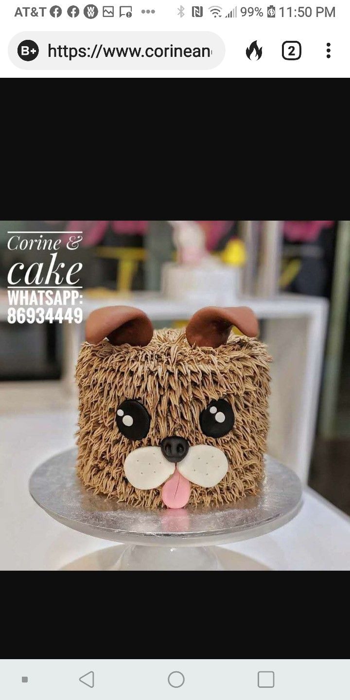 a cake that has been made to look like a bear's face on it