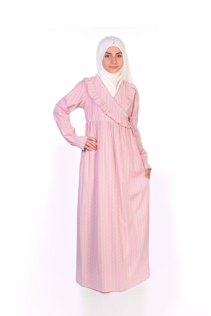 Children's Prayer Gown Side Ties Pink   Fabric Feature : Made of cotton voile fabric. Can be used for 4 seasons. Product Features : Children's prayer dress is made of cotton voile fabric. It is tied on the side. The front part has ruffle and lace details. The sleeves are elasticized. Sweat-free prayer dresses are available in different colors. https://www.etsy.com/shop/MevlanaKidsAbaya The molds of our products are precisely adjusted according to age. It is recommended to order by age group. Hei Abaya Designs For Kids, Islamic Dress For Girls, Abaya For Children, Baby Hijab, Kids Abaya, Muslim Kids, Cotton Voile Fabric, Prayers For Children, Model Dress