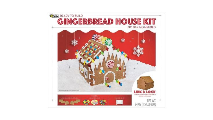 the gingerbread house kit is in its package