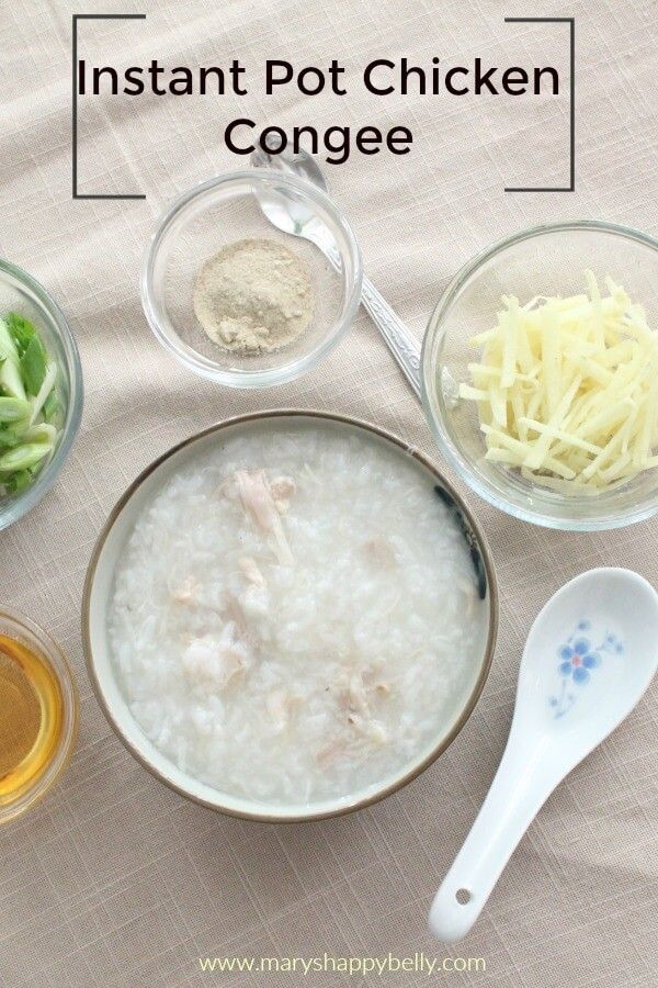 ingredients for instant pot chicken congee in bowls