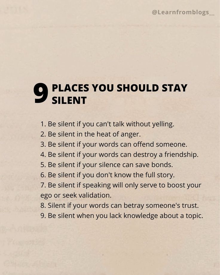 a poster with the words, 9 places you should stay silent on it's side