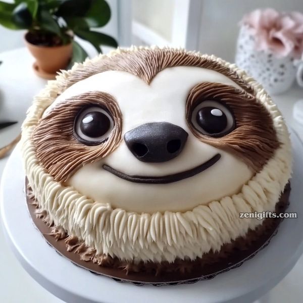 a close up of a cake with a slotty face on it