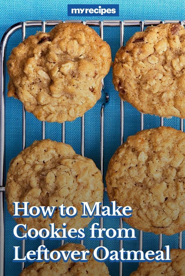 cookies on a cooling rack with the title how to make cookies from leftover oatmeal