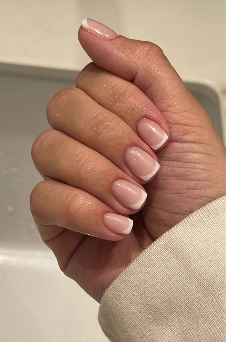 classy Natural French Nails, Really Short Nails, Short French Tip, Square Oval Nails, Bridesmaid Nails, Short French Nails, French Tip Gel Nails, Short French Tip Nails, Natural Nails Manicure