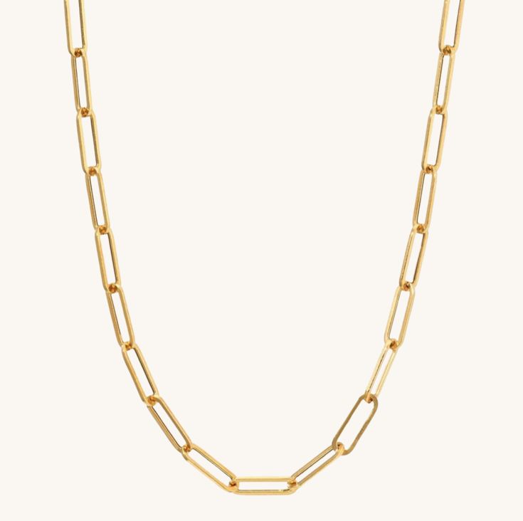 Make a statement in this bold link chain. Perfect for layering with your favorite pendant necklaces too! MATERIAL: stainless steel dipped in real 18k gold COLOR: gold Modern Tarnish Resistant Chain Necklace, Trendy Yellow Gold Link Chain Necklace, Modern Gold Plated Link Chain Necklace, Classic Stainless Steel Necklace With Chunky Chain, Tarnish Resistant Chain Necklace With Rectangular Links, Modern Link Necklace Tarnish Resistant, Tarnish Resistant Metal Link Chain Necklace, Everyday Gold Chain Link Necklace, Everyday Gold Link Chain Necklace