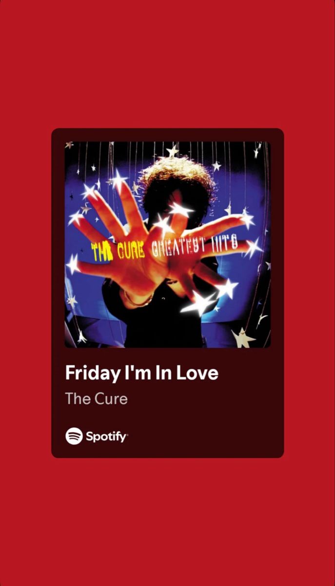 the cover art for friday i'm in love, with an image of a person holding