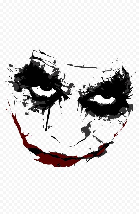 the joker's face is painted in black and white with red streaks on it