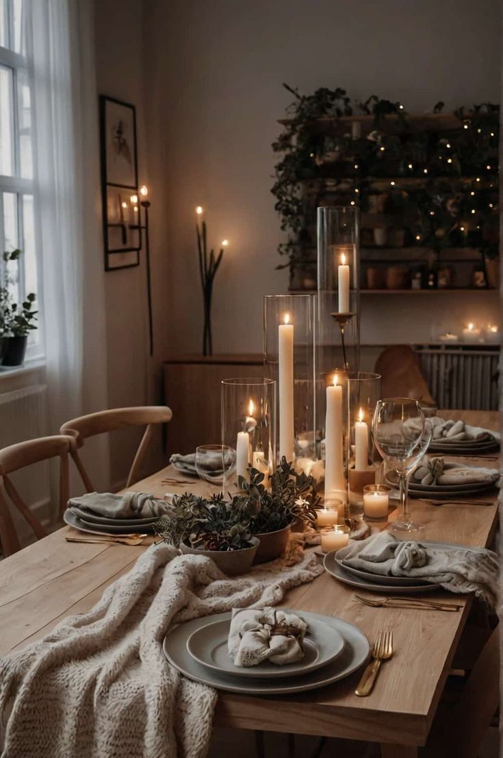 scandinavian dining table ideas in hygge with cozy table 2 Hygge Dining Room Ideas, Scandi Christmas Table Setting, Scandinavian Christmas Table Decor, Minimalist Christmas Dining Table Decor, Hygge Dining Room, Scandinavian Kitchen Table, Christmas Dining Table Decorations, Thanksgiving Table Settings Simple, Dining Table Ideas