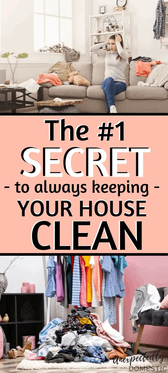 a woman sitting on a couch with the words the 1 secret to always keeping your house clean