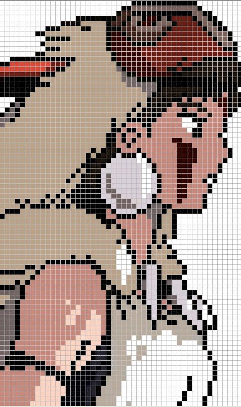 a cross stitch pattern of a man with a hat