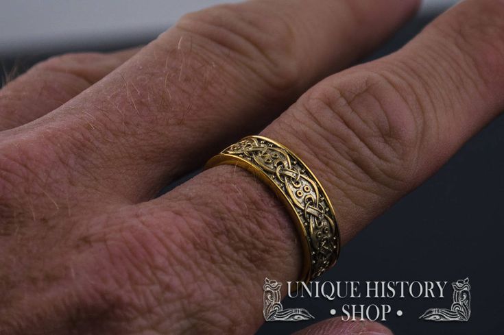 This ring is the unique and original design of Unique History Shop brand. Can't be found in any other Etsy stores! This is a unique handmade ring Metal: 14K gold (18K for custom orders) Weight: 5-7 g (depends on size) Great Details Made-to-order We can make it in any size you need! (check options) Dear customer, if you have any questions - don't hesitate to contat me! :) We can make custom engraving to this ring for you! Just add this listing to your order and a note with what do you need to be Handmade Antique Adjustable Engraved Ring, Handmade Adjustable Antique Engraved Ring, Antique Handmade Adjustable Engraved Ring, Antique Adjustable Handmade Engraved Ring, Bronze Engraved Rings Ideal For Gifts, Antique Handmade Rings As Gifts, Antique Handmade Rings Perfect As Gifts, Bronze Engraved Rings For Gift, Antique Handmade Rings For Gift