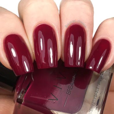 Breathable Nail Polish | VIVRE Cosmetics Non Toxic Nail Polish, Breathable Nail Polish, Halal Nail Polish, Berry Nails, Nails Inspiration Summer, Muted Red, Soft Serve, Classy Nails, Cool Tones