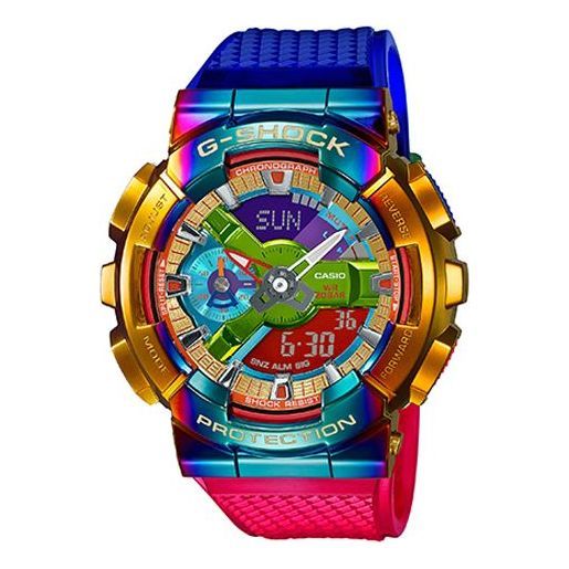 CASIO G-SHOCK Waterproof Sports Analog Shockproof Limited Edition Mens Multi-color Analog/Digital Combo GM-110 Watch G Shock Men, Rainbow Metal, G Shock Watches, Casio G Shock, 200m, G Shock, Sport Watches, Casio Watch, Digital Watch