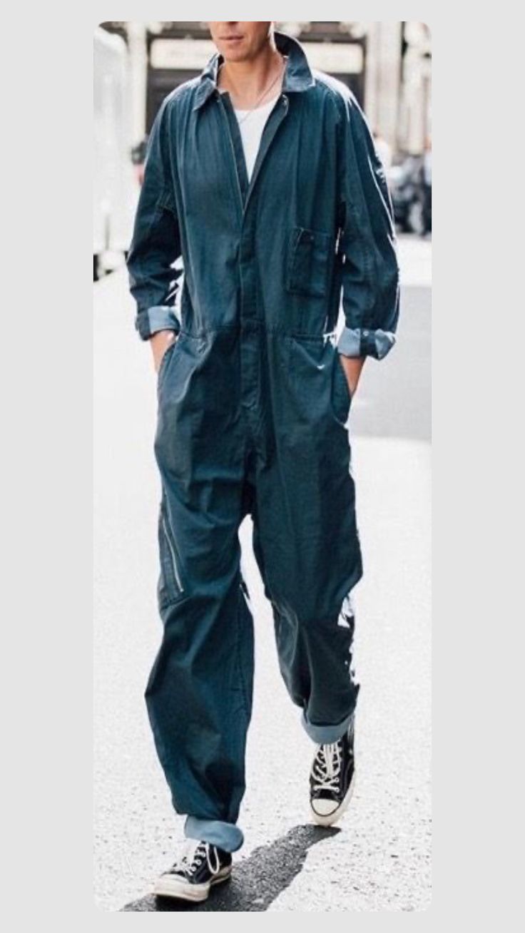 Created by ellalaurahansen1323 on Shuffles Jumpsuit Men Fashion Street Styles, Men In Coveralls, Men’s Boiler Suit, Men’s Coveralls, Denim Jumpsuit Outfit Men, Mechanic Jumpsuit Mens, Mechanic Jumpsuit Tied Around Waist, Mens Jumpsuit Outfit, Coverall Jumpsuit Street Styles