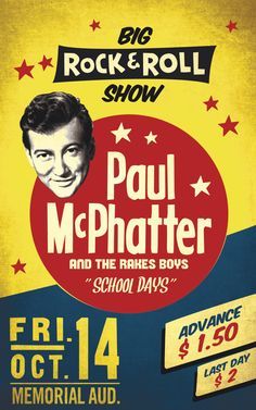 a poster for the rock and roll show featuring paul mcphater