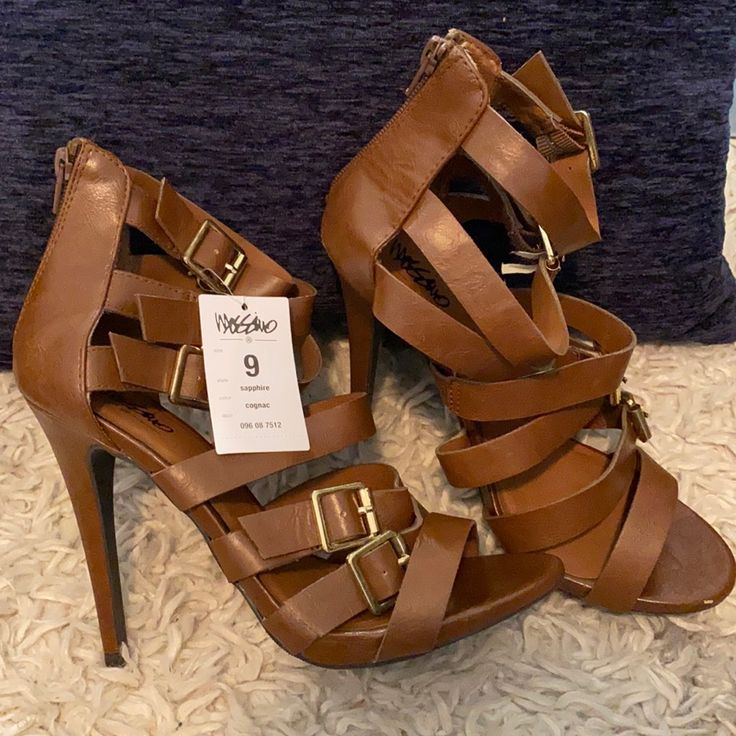 Brand: Target Condition: New Size: 9 Heel Size: 4” Brown Sandals For Summer Night Out, Target Shoes, Strappy Sandals, Women's Sandals, Shoes Women Heels, Shoes Heels, Target, Size 4, Women Shoes